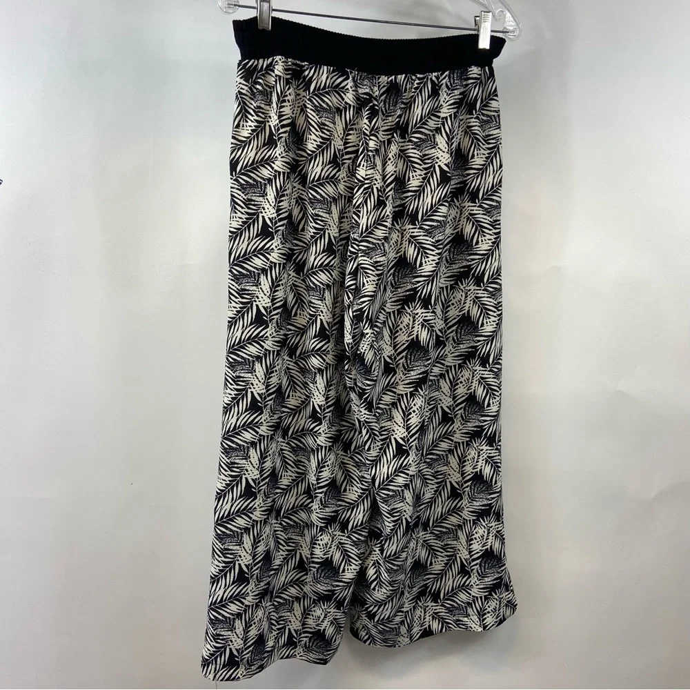 Max Studio Black White Elastic Waist Wide Leg Palazzo Pants, M